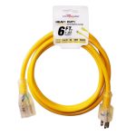 6 ft. 14/3 SJTW Full Copper 15 Amp 125-Volt 1625-Watt Lighted End Indoor/Outdoor Extension Cord (2-Pack)