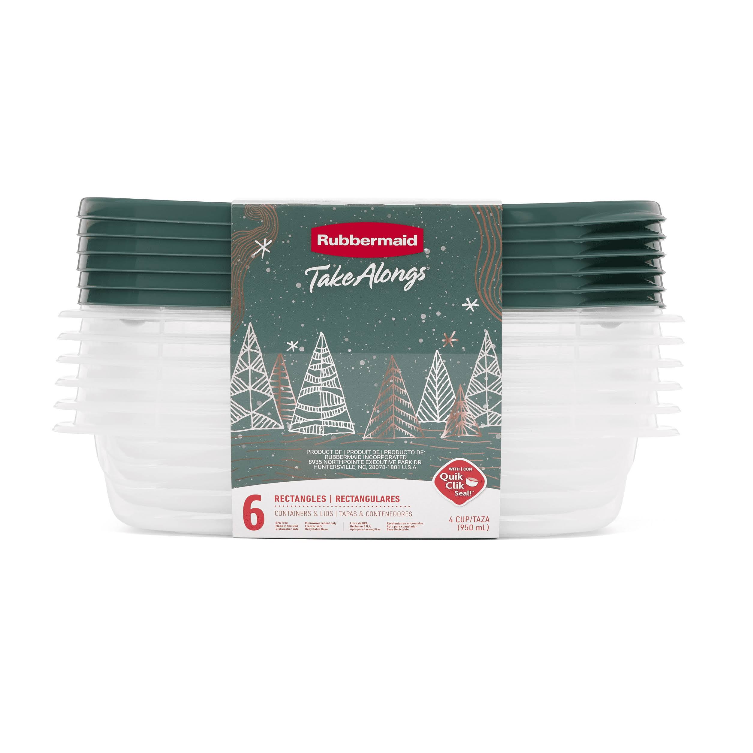 8893eeea51357a41f3496eb931ce67b1419e9069ee11d61540faa01f67f8321c.jpg Rubbermaid TakeAlongs 4 Cup Rectangle Food Storage Containers, Set of 6, Blue Spruce - Image 1