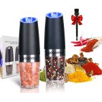 Electric Salt and Pepper Grinder Set, Gravity Sensor, Automatic Pepper Mill, One Hand Operation, Battery-Operated with Adjustable Coarseness, Blue