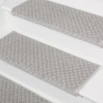 Oak Valley Designs Rounded Bullnose Carpet Stair Tread - Anti Slip Indoor Stair Mats for Wooden Steps, Style: Bayside Charm, Silver Birch 35" W x