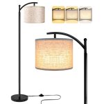 ROTTOGOON Floor Lamp for Living Room, LED Standing Lamp with 2 Lamp Shades for Bedroom, 9W LED Bulb Included - Black