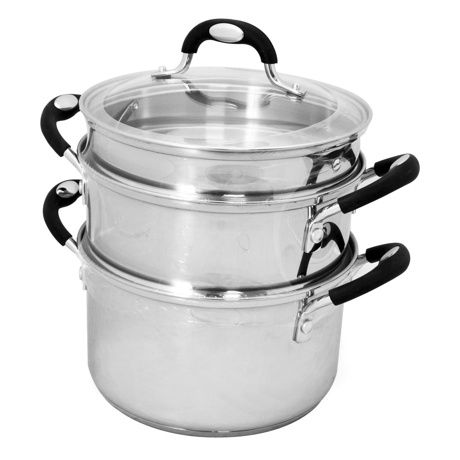 890112b14387f1a1b5d82864ca53fdccc983c8f6e306b8d96600fbc454a40a34.jpg Tramontina Stainless Steel 3 Quart Steamer & Double-Boiler, 4 Piece - Image 1