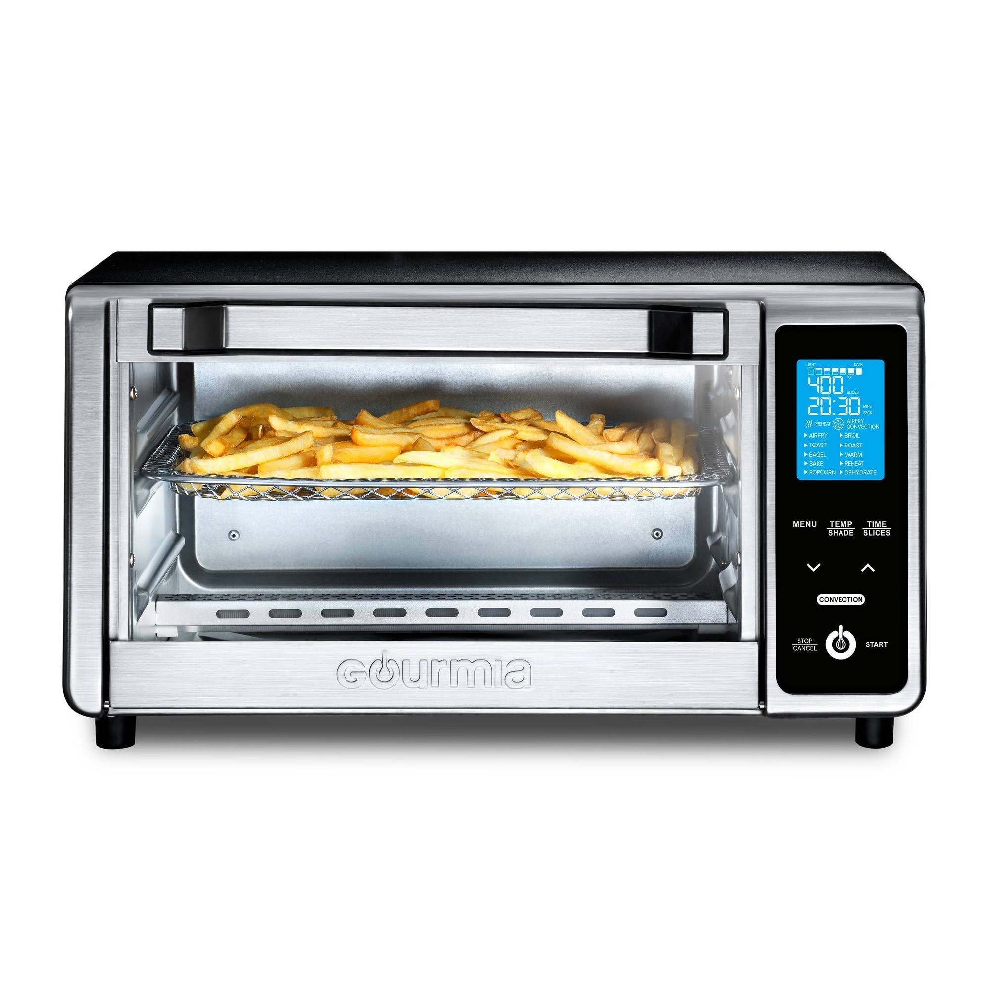 8903826c22892550d562bb26e739af1b60cdd799dd1a78b532f6b46ad29d9c37.jpg Gourmia Digital 4-Slice Toaster Oven Air Fryer with 11 Cooking Functions Stainless Steel Gray - Image 1
