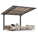 AECOJOY 10' x 10' Outdoor Gazebo Pergola Carport for Patio, Freestanding Lean to Hard Top Pergolas and Gazebos Clearance with Roof