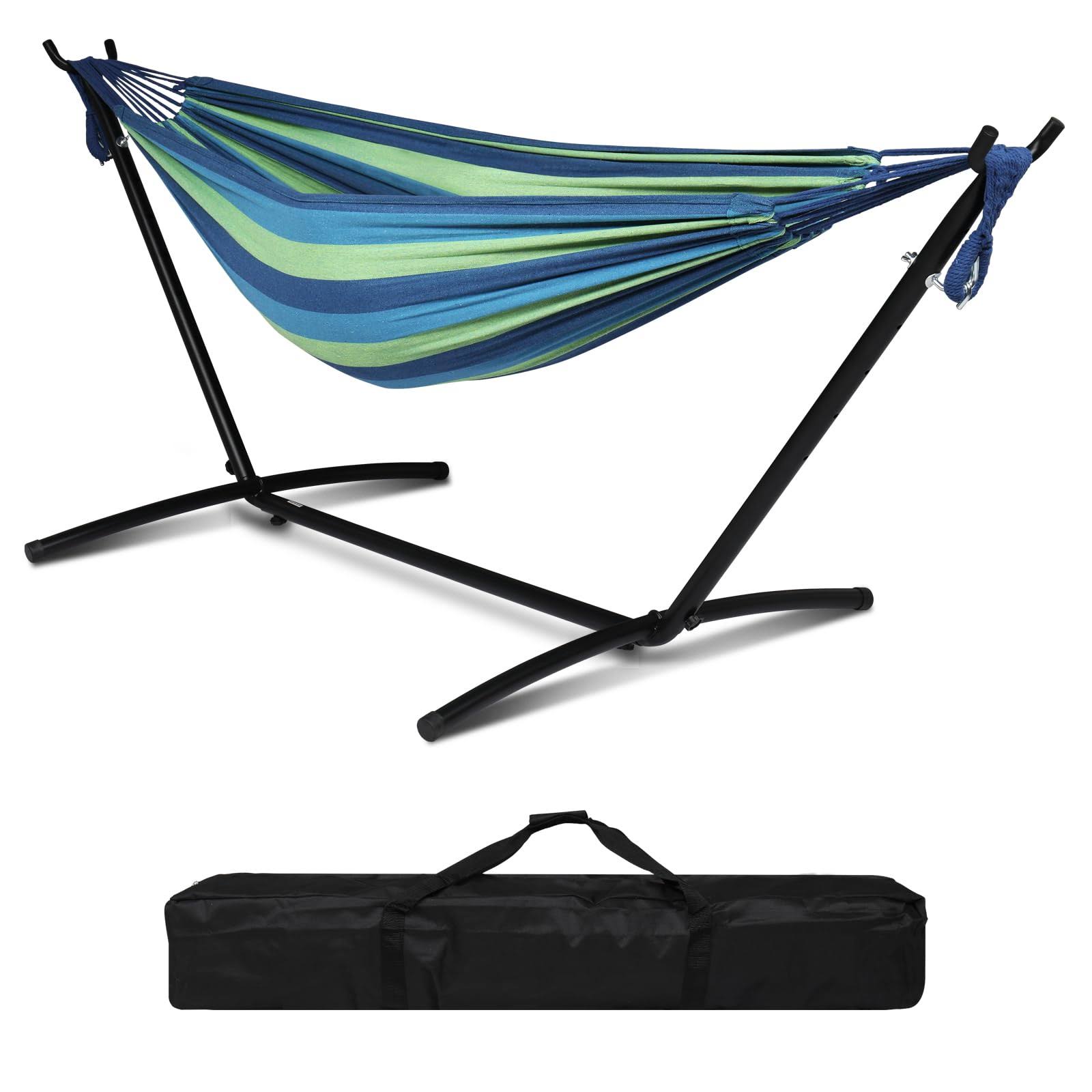 8926d18b1bcf03a30cce9e5afb5891b29b7bcf998a8fe270a944af1d8691a864.jpg Oncloud Heavy Duty 550 lbs Double Hammock with Stand Included with Portable Carrying Bag, Upgraded 2 Person Hammock with Frame for Outdoors & - Image 1