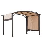 Sunjoy Adjustable Arched 9.5 x 11 ft. Steel Pergola, Brown