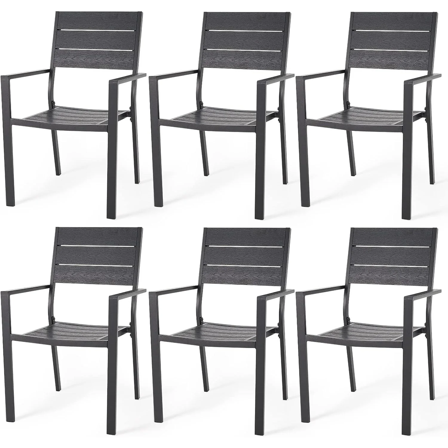 8941ec5b912810bb9353525a9f0624de3a280cb38c4ea8ae244ae878bcc1977c.webp AECOJOY 6 Pieces Outdoor Dining Chairs, Aluminum Frame Stackable Patio Chair - Image 1