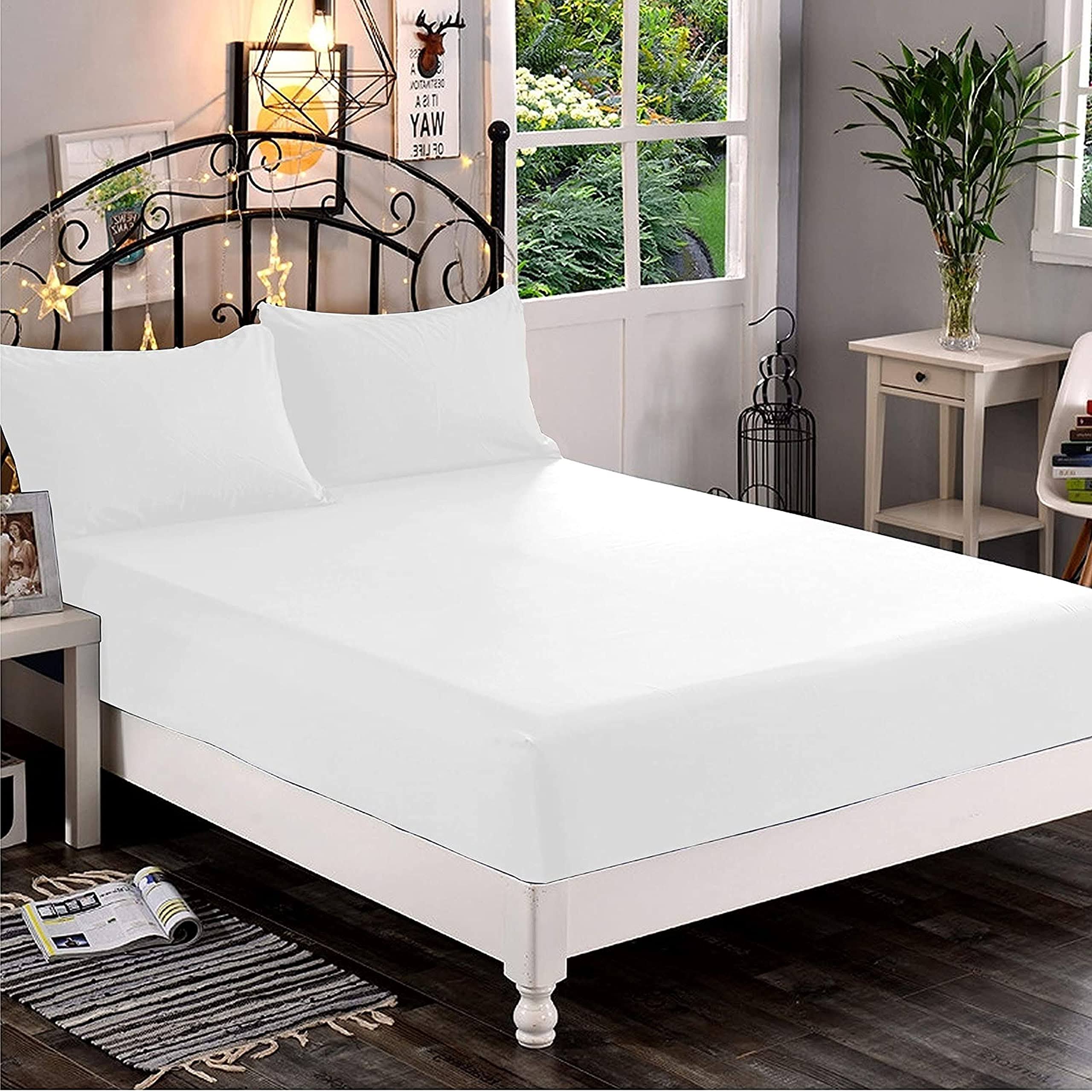 8953c2532764aa5cbeb5970c781c5a25613f61abbeacb9d362a7213bb941967d.jpg Premium Hotel Quality 1-Piece Fitted Sheet, Luxury & Softest 1500 Premier Hotel Quality Bedding Fitted Sheet Deep Pocket Up to 16inch, Wrinkle and Fa - Image 1