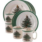 Spode Christmas Tree 12-Piece Dinnerware Set, White/Green