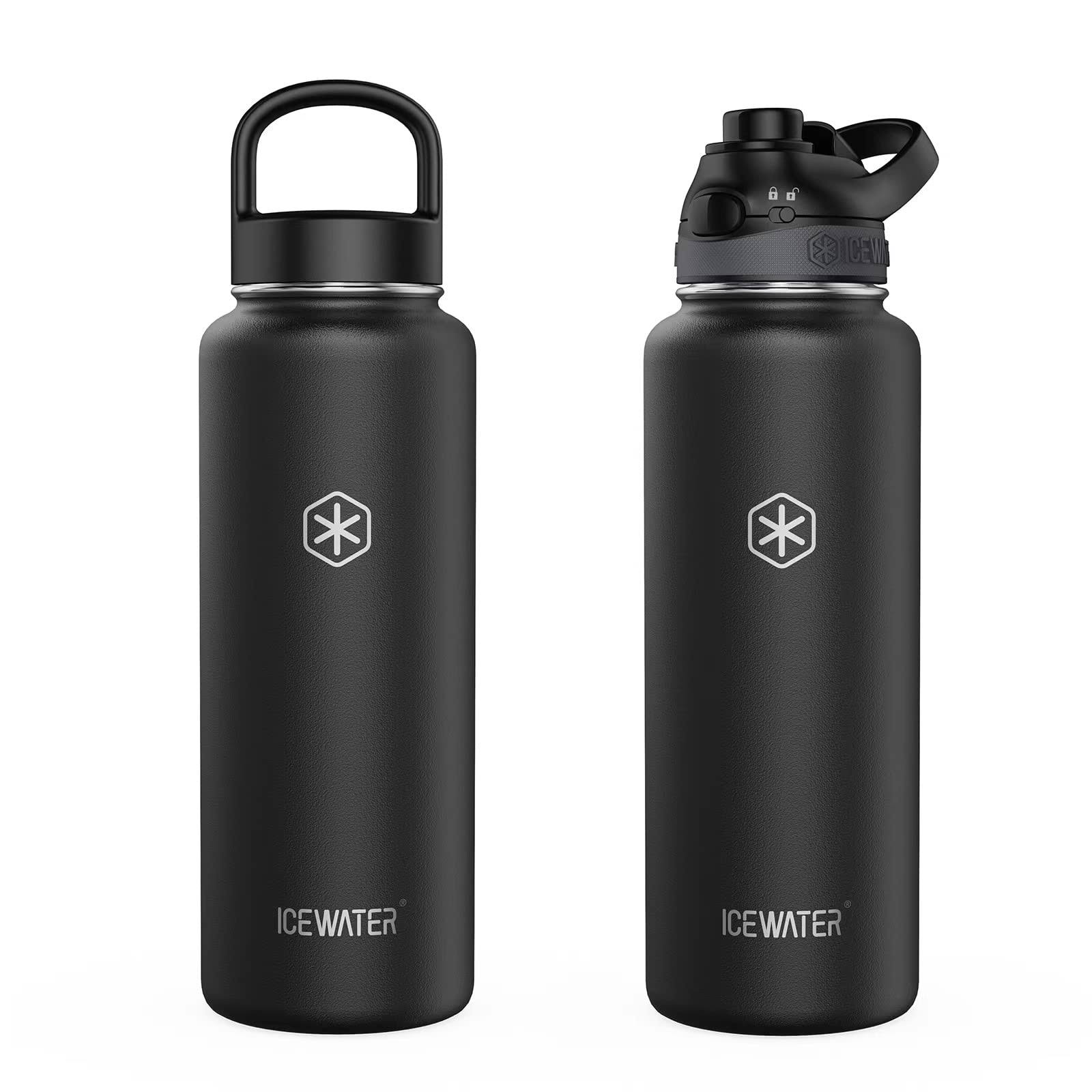 8976bacba54c8f71691af98010fe52e289493b3c56a60f8383d5d5ace1fea11c.jpg ICEWATER-40 oz, Auto Spout Lid, Stainless Steel Water Bottle, BPA Free, Double Walled Vacuum, Lockable Lid, Leak Proof, Pop-Up Top, One-Hand - Image 1