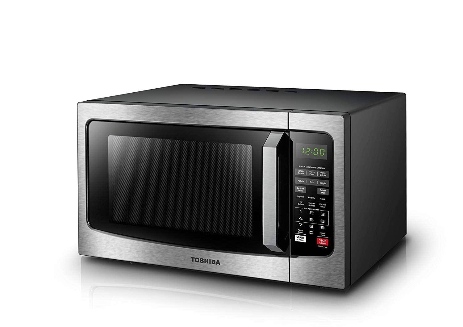 898877e3cba11b2599be31ac9a3ce8b1bdfb1857d0612648ba5b4445345d5ae2.jpg Toshiba EM131A5C-SS Countertop Microwave Oven, 1.2 Cu ft with 12.4 Turntable, Smart Humidity Sensor with 12 Auto Menus, Mute Function Eco Mode, Eas - Image 1