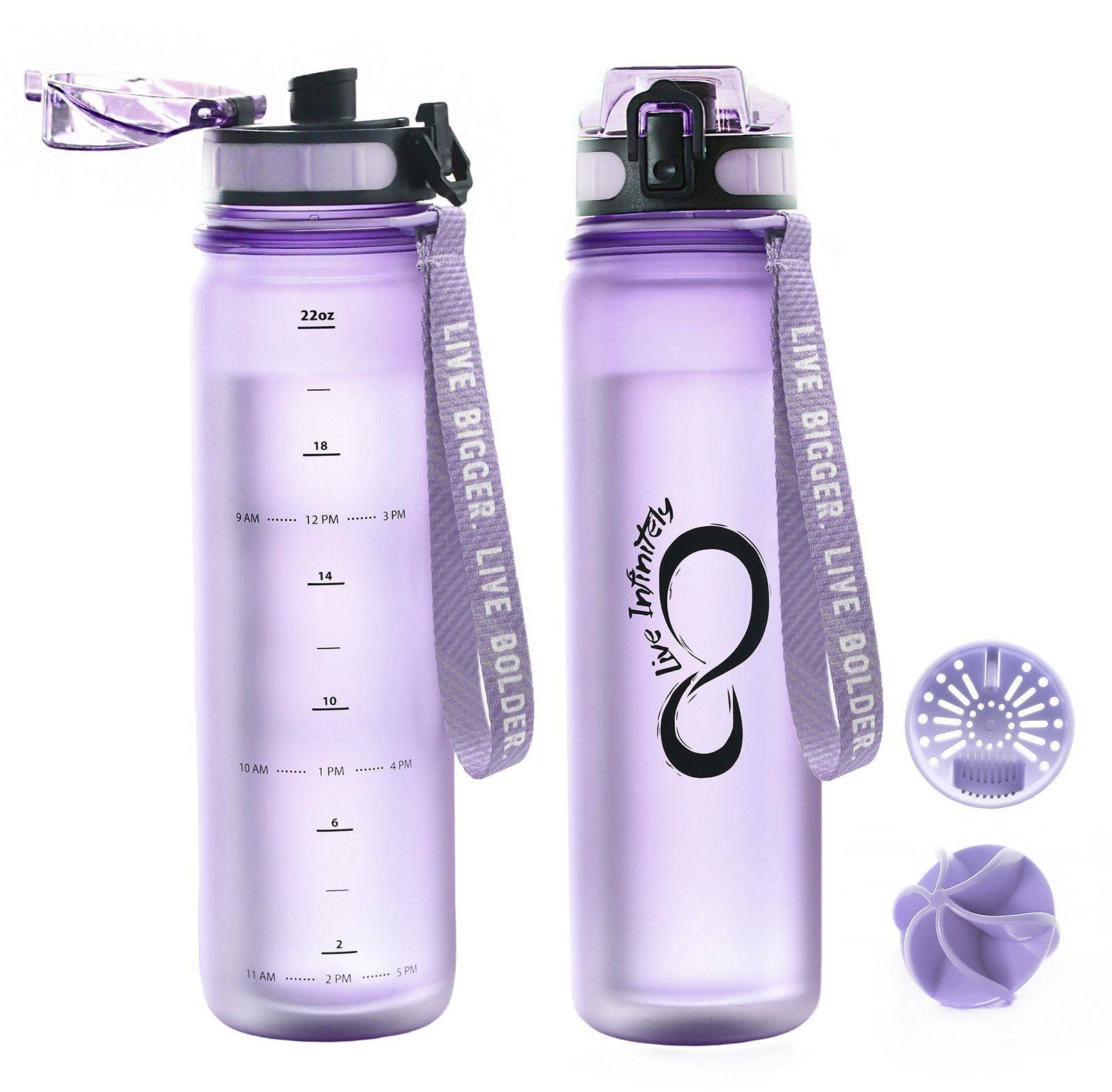 89a5359f60b832b0291d2fa8a49a6137757fe1e56e79b5bfd687e806033eedc9.jpg Live Infinitely 24 oz Water Bottle w/ Time Marker Insulated Measured Water Tracker Screen BPA Free Gym Water Bottle Locking Flip Top Lid - Image 1