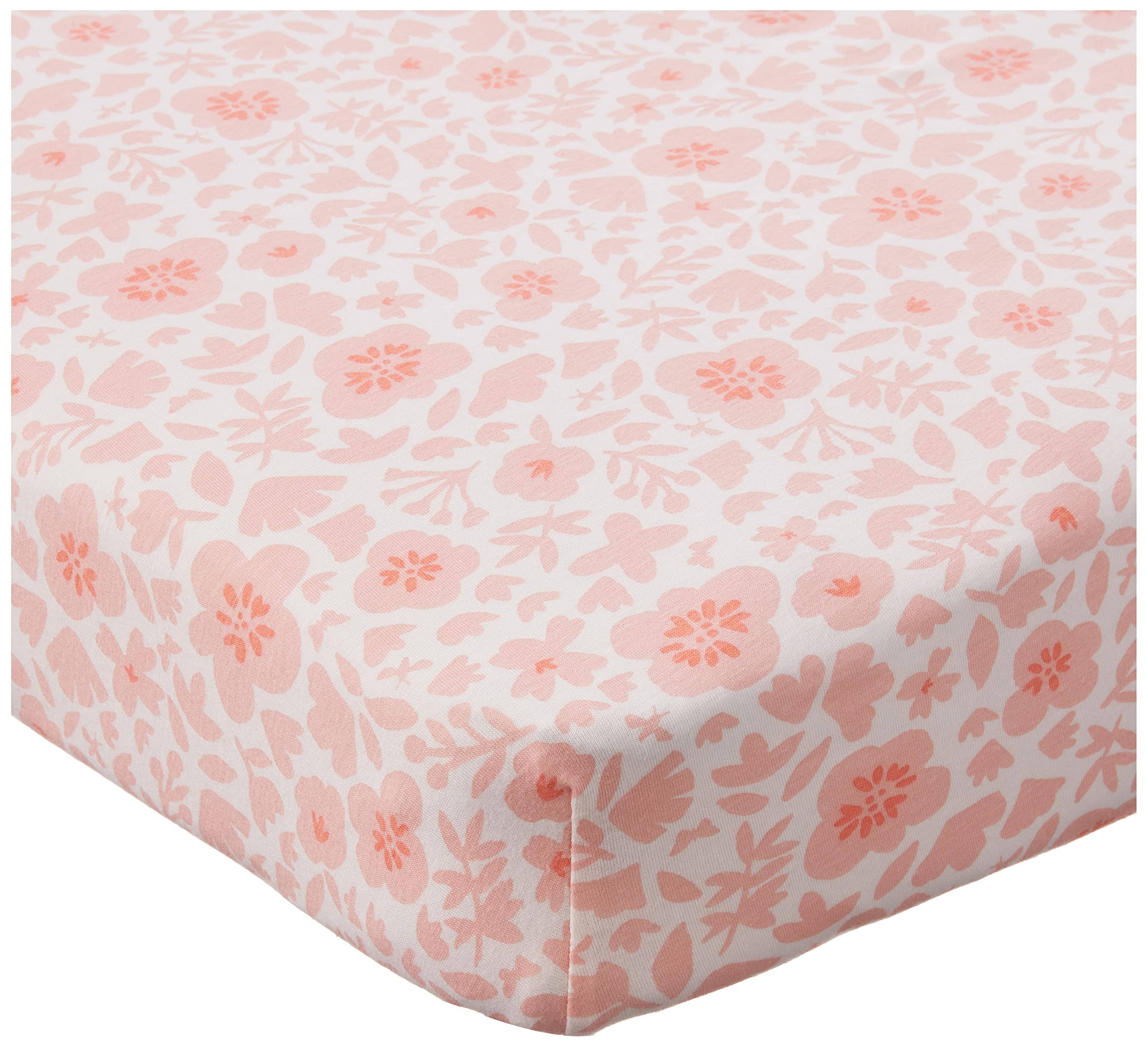 89aeb64dc881c7dd17585acfa6de0010148a6b73532aff5ea56688b96e8aecef.jpg Organic Cotton Fitted Crib Sheet Peach Skin Papercut Floral / Os - Image 1