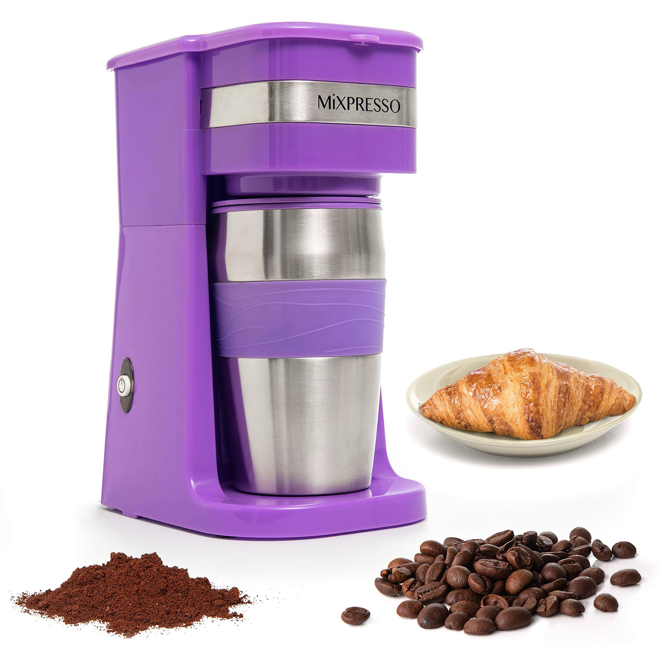 89c06836537f1cc5c7c5fdef4ed61e574319977dd84f65515cc2d523a6da346f.jpg Mixpresso Ultimate 2-in-1 Single Cup Coffee Maker | 14oz | Lavender. - Image 1
