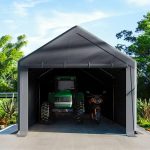 Grezone 10 x 20 ft Outdoor Canopy Carport Portable Car Tent Garage, Size: 10' x 20', Gray