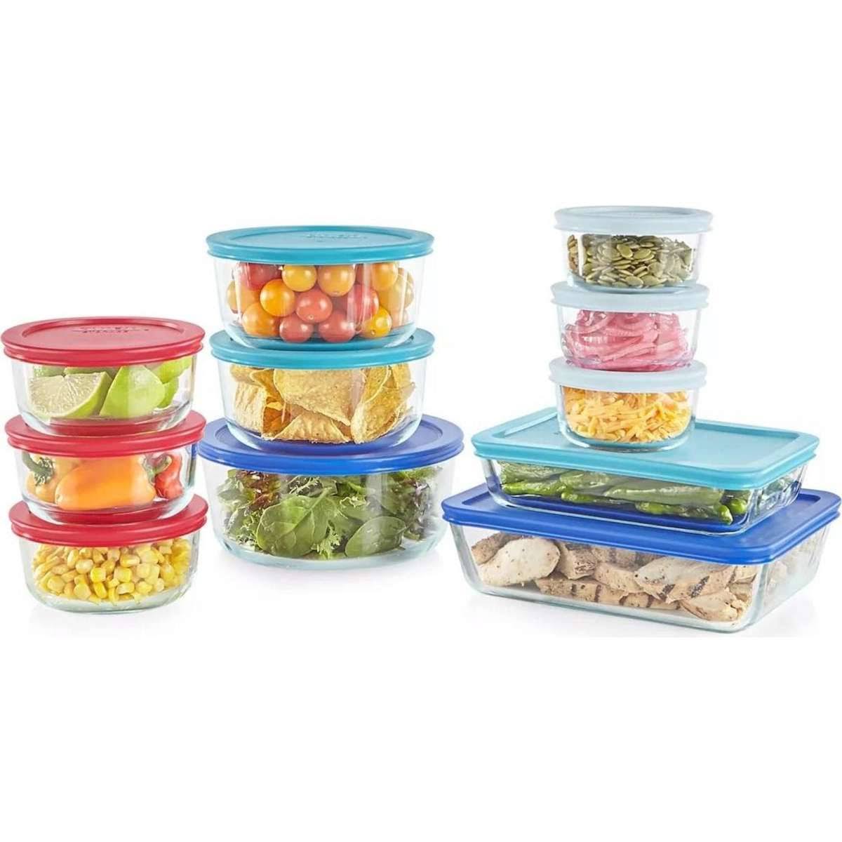 89f4bd55ac64df572fd344e332f1530c01b1eab2fbeeff87584af7e1c7010e9c.jpg Pyrex 22-Pc. Glass Food Storage Set - Image 1