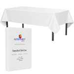 Exquisite Flannel Backed Vinyl Tablecloths, Solid Color Premium Quality Waterproof Table Cover (54 inch. x 108 inch, White)