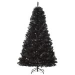 HOMCOM 7ft Artificial Christmas Tree Holiday Home Decoration Automatic Open Black Halloween Style