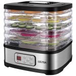 Ostba Food Dehydrator Machine Adjustable Temperature & 72H Timer 5-Tray Dehydrators for Food and Jerky Fruit Dog Treats Herbs Snacks LED