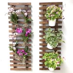 ShopLaLa Wall Planter-2 Pack Wooden Hanging Planters for Indoor Plants,Wall Mounted Plant Stand Ladder Outdoor Vertical Garden Balcony Unique Live