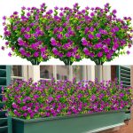 TEMCHY 24 Bundles Outdoor Artificial Fake Flowers No Fade UV Resistant Faux Plastic Plants for Hanging Planter Patio Yard Wedding Indoor Home