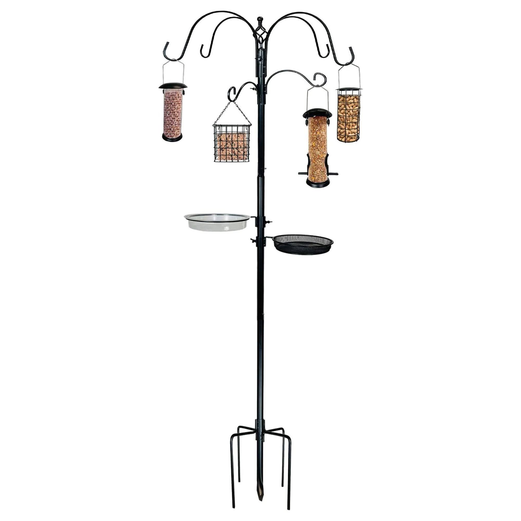 8a83320654b078212b33291f22e1fa9f016c21244d5b941681d28140030f4e5f.jpg Ashman Premium Bird Station & Birdbath Kit w/ 4 Feeders, 91" Tall, 2 Sided Hook - Image 1