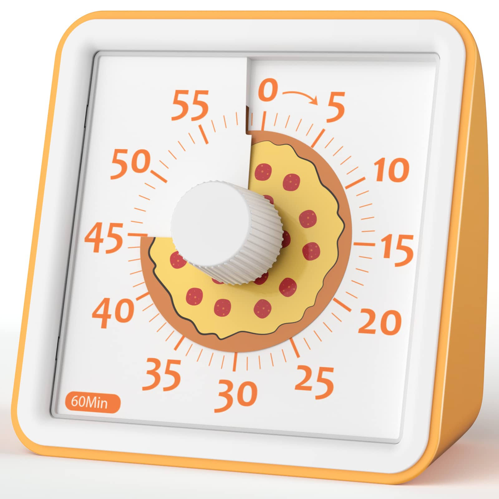 8a85ab002109f06183416f86c8a43f5db3bcae89f4a180b2b06cc7e8002adabe.jpg LIORQUE 60 Minute Visual Timer for Kids, Visual Countdown Timer for Classroom Office Kitchen with 'Pizza' Pattern Design, Pomodoro Timer with Silent - Image 1