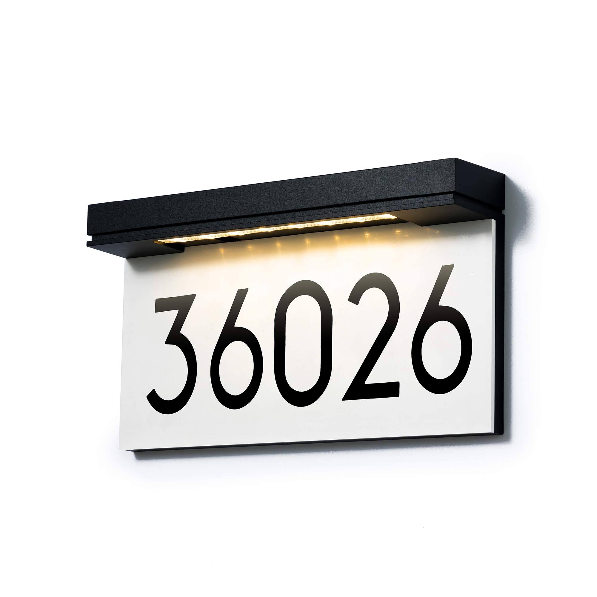 8aa168b8f2075af0ec44eb1a8094f01b1ebd828d36599a30bc9fd95ae2b93aa0.jpg Percompile House Numbers Solar Powered Address Plaques for House LED Illuminated Waterproof Outside Address Sign 3000K Warm White LED - Image 1