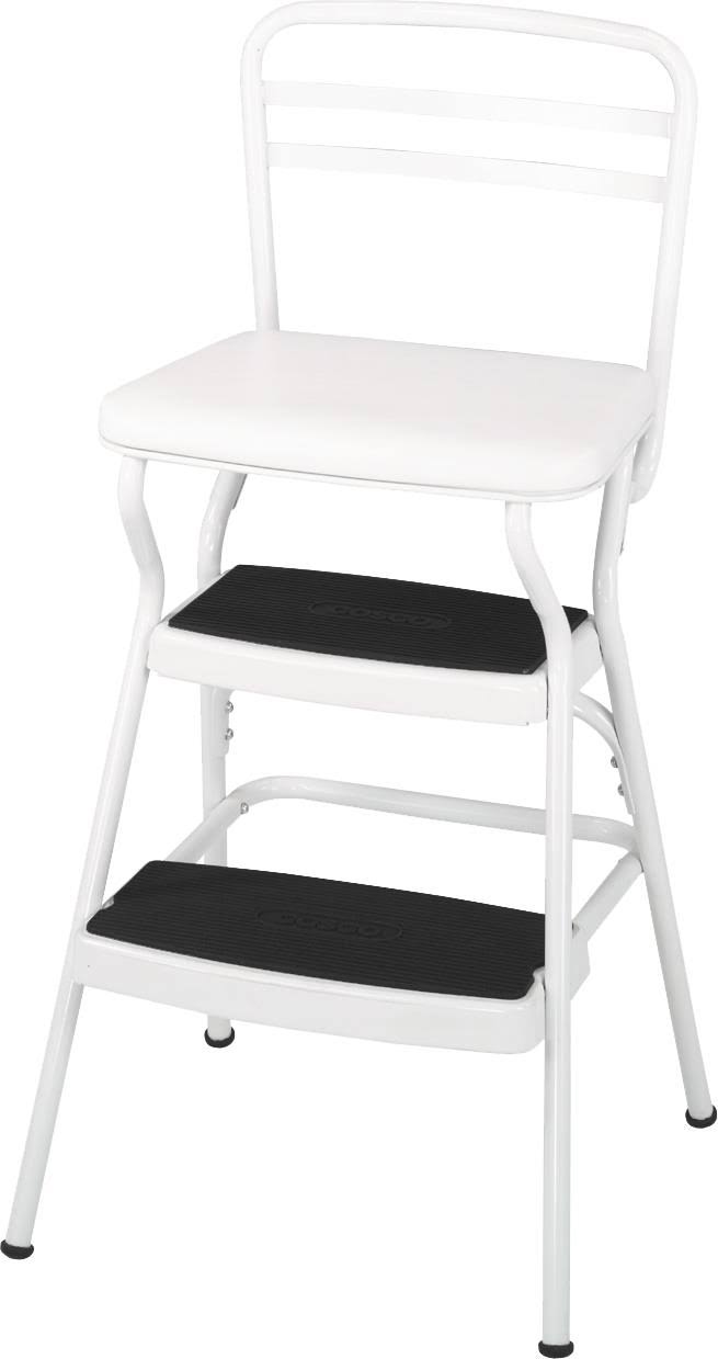 8aa5a9b4f1c8ee4202e811be4f703461280b43e5c8df4663f538110b4155cba8.jpg Cosco Retro Counter Lift Up Chair / Step Stool White - Image 1