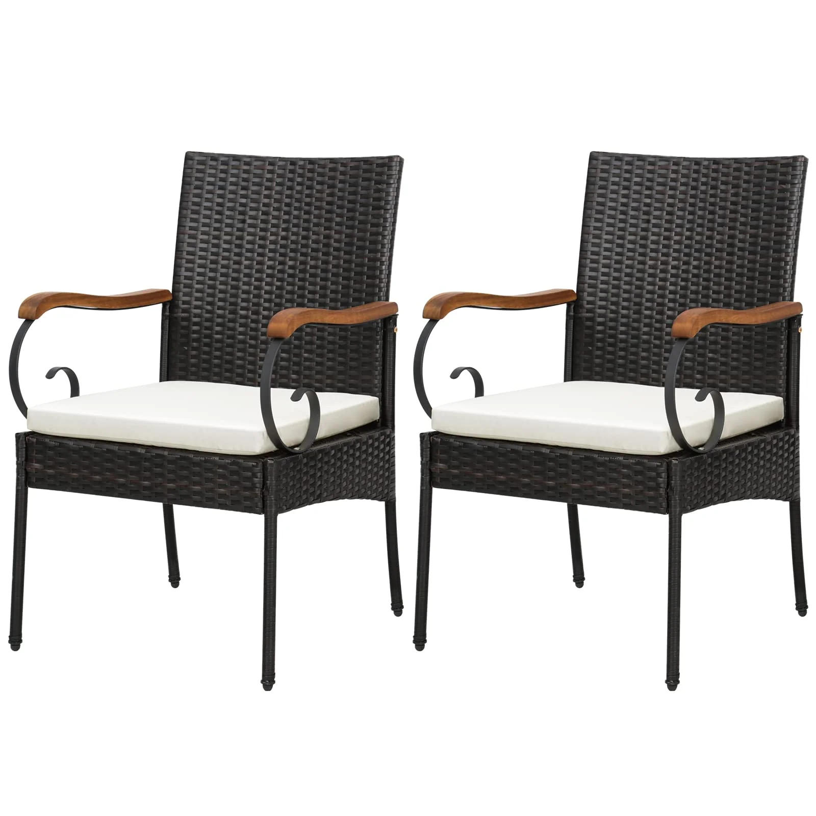 8ae3977dd7c6ab0527daaf12a5280b9c36973d5143a66d39b610b57271081157.webp Set of 2, Outdoor PE Rattan Chairs with Soft Zippered Cushion, Heavy-Duty Metal Frame & All-Weather Wicker - Image 1