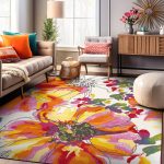 Modern Bright Flowers Non-Slip Area Rug Multi - 6'6"x9'