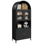 AECOJOY 73" Kitchen Pantry, Metal Arched Cabinet with Glass Door & Adjustable Shelves