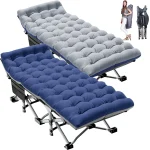 Slsy 2 Pack Folding Bed Cot with 3.3 in 2 Sided Mattress, 75"* 28" Folding Camping Cots with Carry Bag, Portable Sleeping Cot Guest Bed