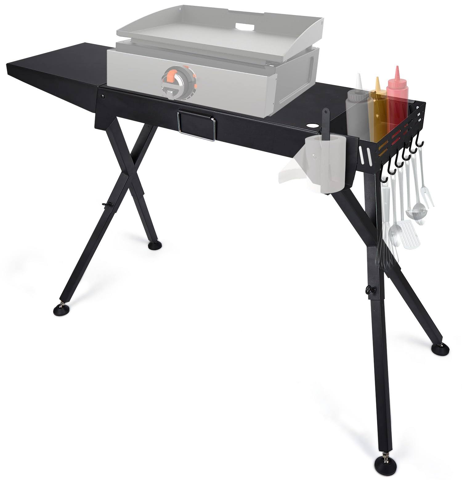 8b167d51a7db51b1a00b5e2afc2b5f267efffac7e59b3874dca69622e352d786.jpg boldworks Table Top Griddle Stand for Blackstone 22 inch , 17 inch Blackstone with Shelf Spice Rack Tissue Holder Hooks for Outdoor Cooking Grill - Image 1