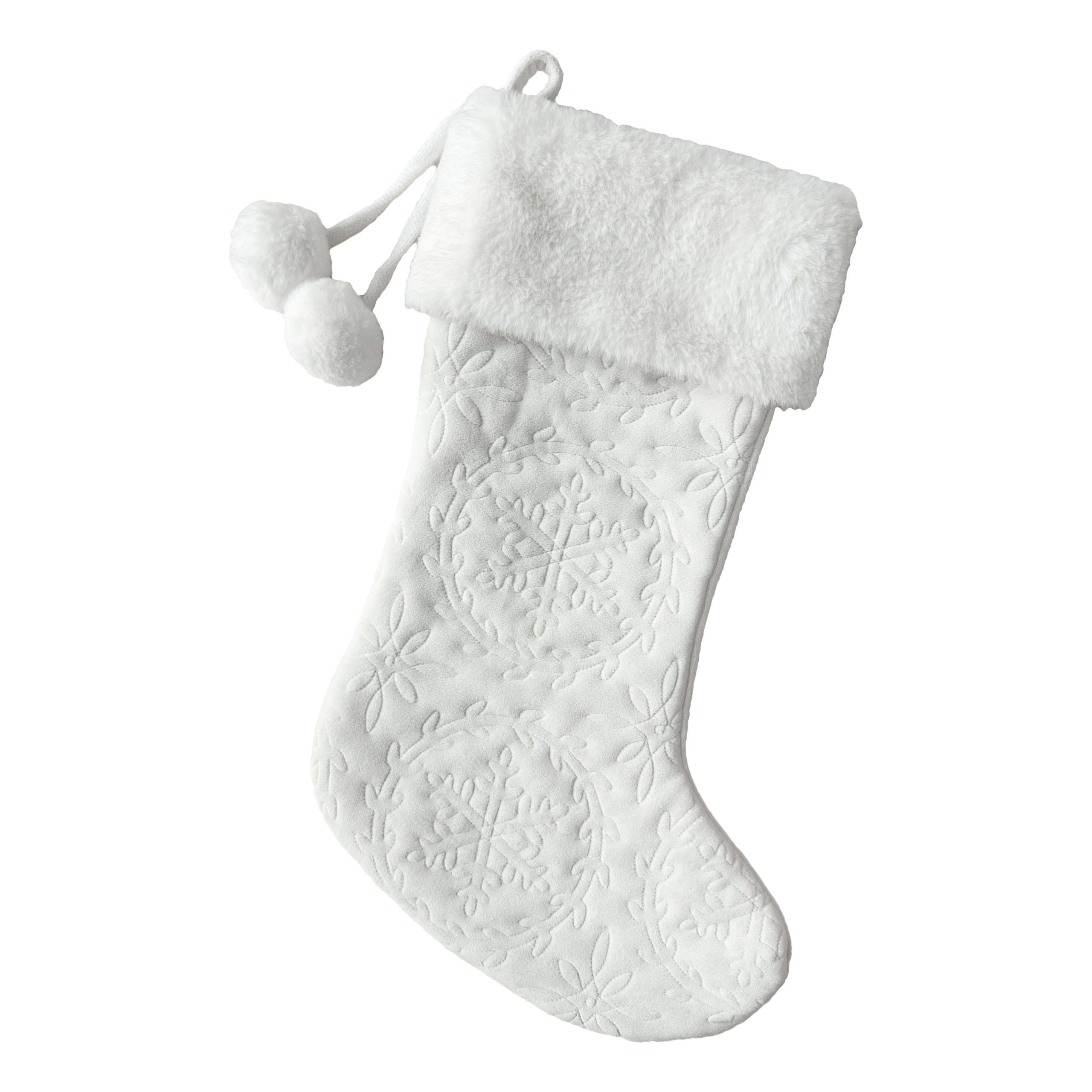 8b553ce144dbdd835c3f8078f2cf9dc930f08761177d66315f20341902a349ec.jpg 20" White Faux Fur Christmas Stocking by Ashland | Michaels - Image 1