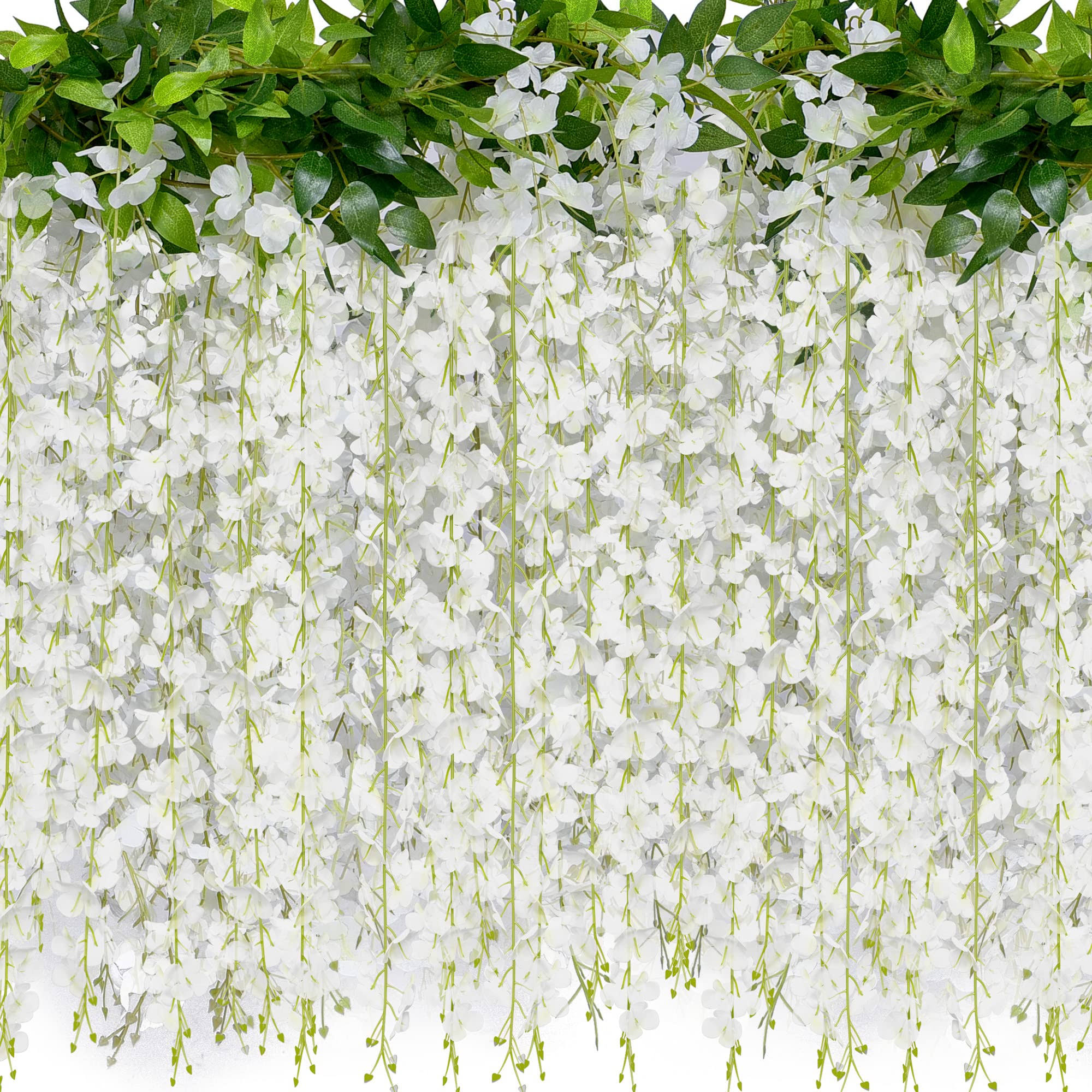 8b6ef6ef79e4efd6d38a662a6a0dc94874cb7c8a4334a0c85a485bc1a4bbe75a.jpg 40 Branches Wisteria Hanging Flowers JACKYLED 6 Feet Artificial White Wisteria Vine Silk Wisteria Flowers Garland for Wedding Arch Party Garden Home - Image 1