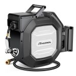 130 ft x 1/2" HOZEREEL Heavy Duty Retractable Garden Hose Reel, Garden Hose Reels Outdoor Organizer- Self Retracting Wall Mount Hose Reel Automatic