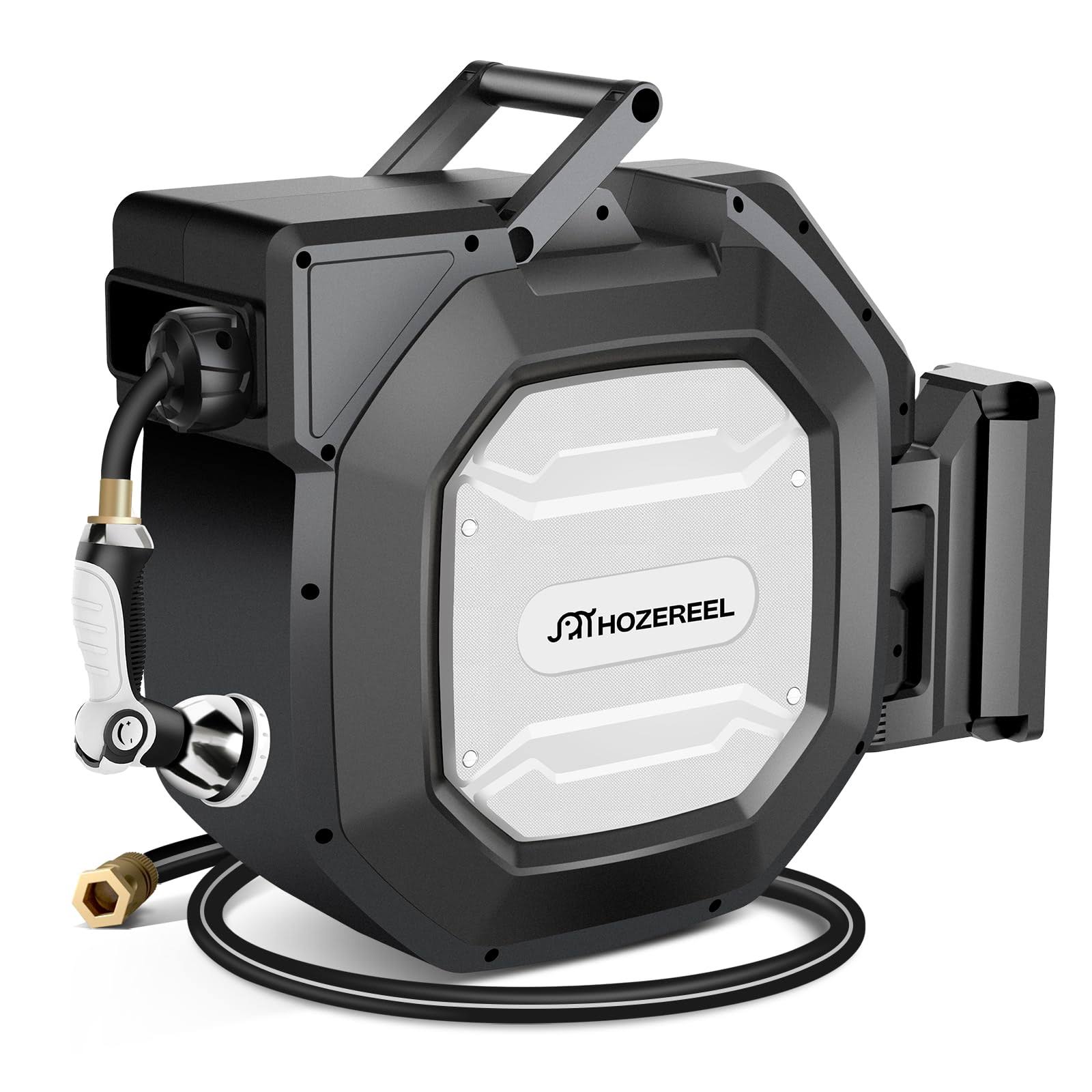 8b75175b847cf56838cc0ca7735cb69457be87a85db984a5b9e8d70d282eabef.jpg 130 ft x 1/2" HOZEREEL Heavy Duty Retractable Garden Hose Reel, Garden Hose Reels Outdoor Organizer- Self Retracting Wall Mount Hose Reel Automatic - Image 1