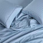 Royal Tradition Adjustable Split King Cotton Sheets 650 Striped Blue