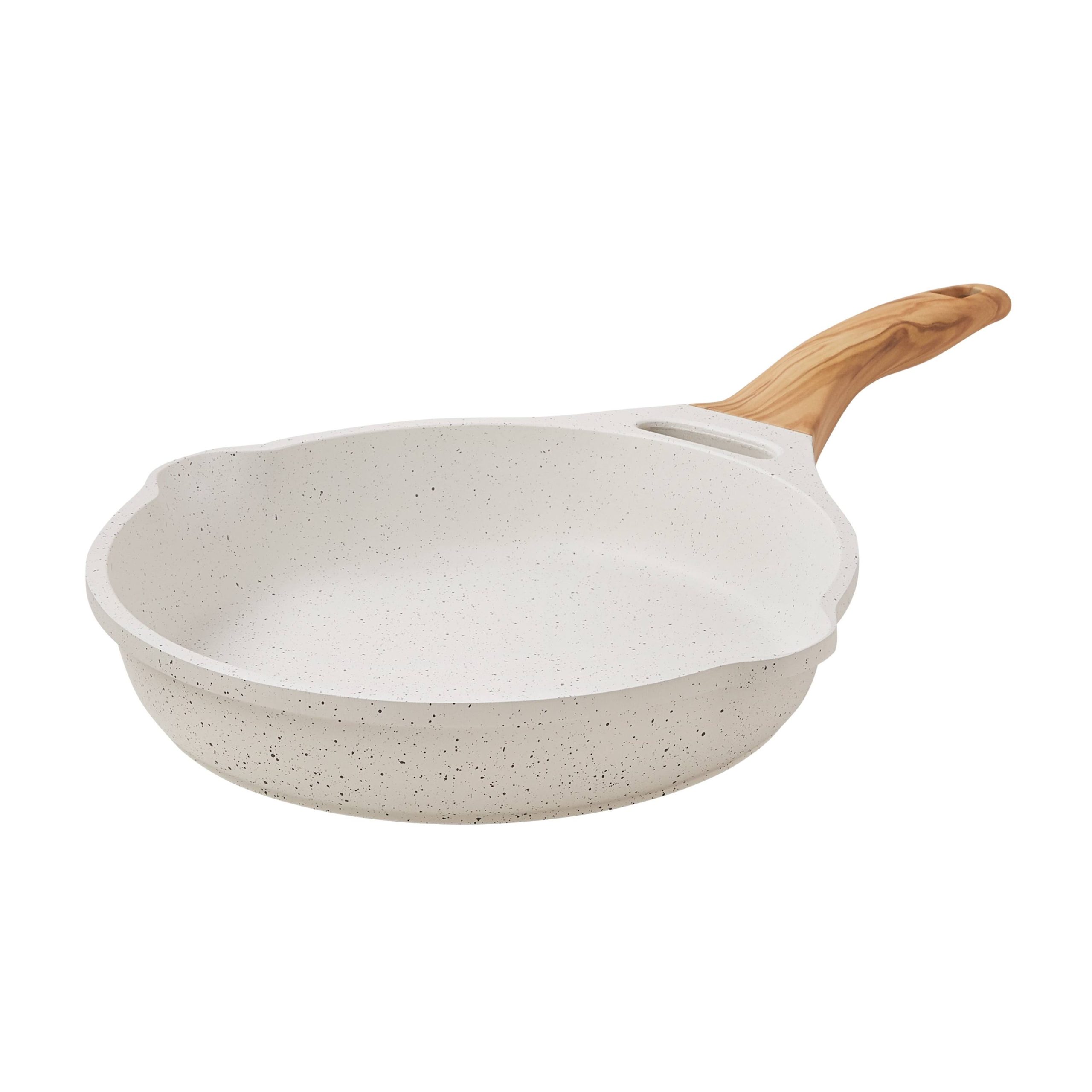 8ba3651f0f24a67ebe9acf459bb79715b1a5ef52a51dc08ec8d426147103a5b3.jpg The Pioneer Woman Prairie Signature Cast Aluminum Fry Pan - Linen Speckle - 10 in - Image 1
