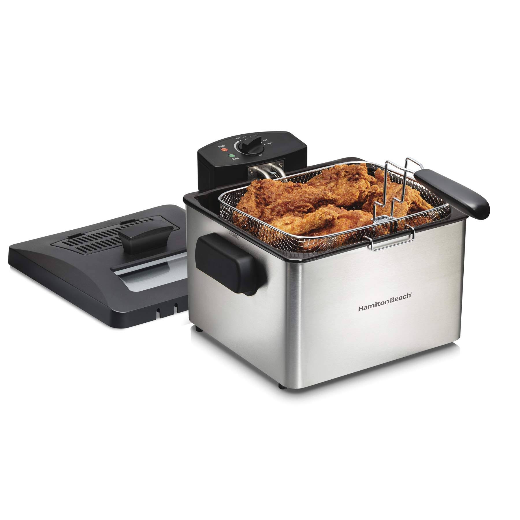 8ba47f7c8e5c2937cb769c099b4e212553ac98c17607b40d76c0c8779ebfbb1c.jpg Hamilton Beach 35042 Professional Grade Electric Deep Fryer, XL Frying Basket, Lid with View Window, 1800 Watts, 21 Cups / 5 Liters Oil Capacity, - Image 1