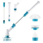 Happylost Electric Spin Scrubber 360 Cordless Bathroom Cleaning Brush with 3 Replaceable Scrubber Brush Heads Extension Handle for Tub, Tile, Wall,