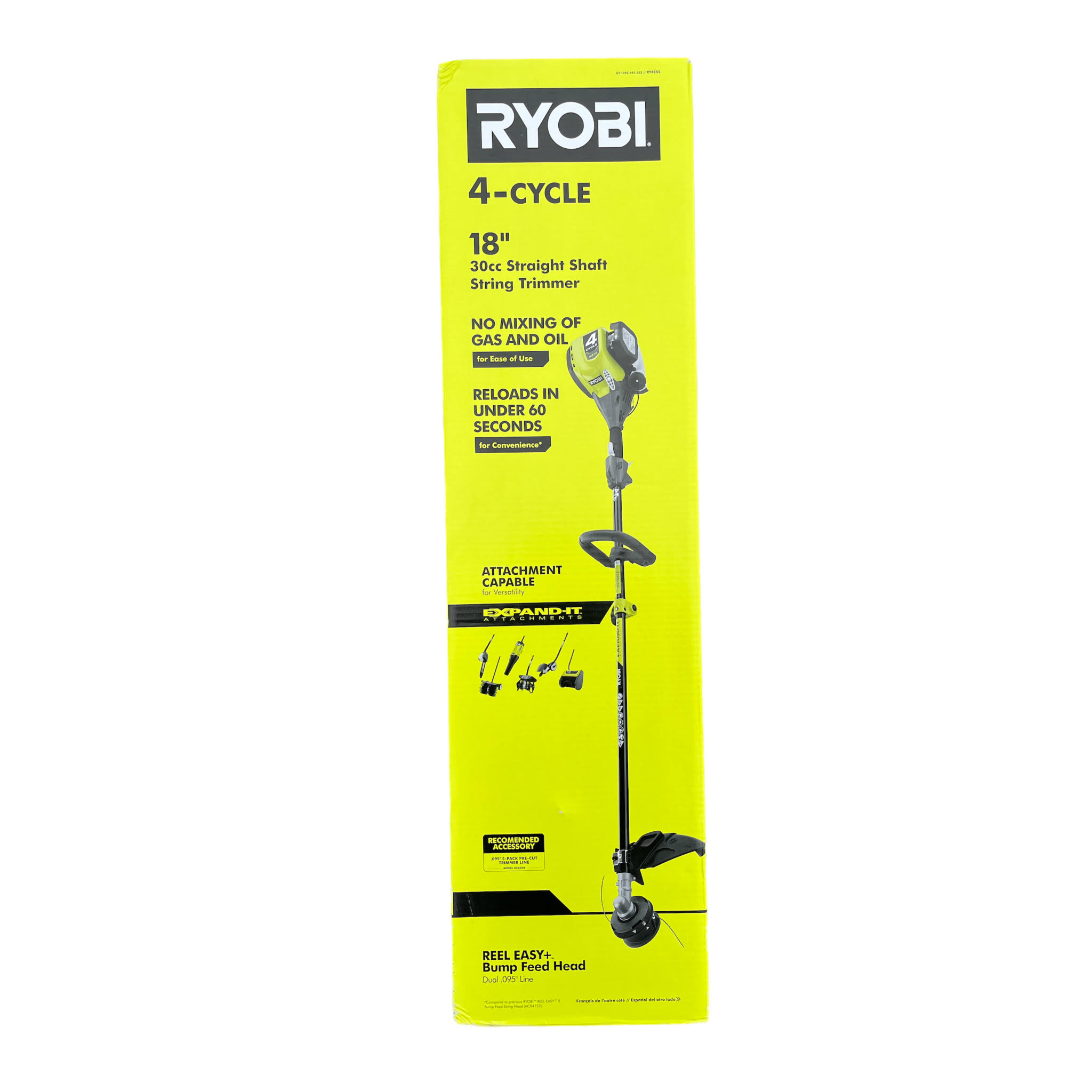 8bde653cf877bd6fa96b046c871a08f78c563aa7d3d17d0748f4bbc32eb87a2e.jpg Ryobi 4-Cycle 30cc Attachment Capable Straight Shaft Gas Trimmer - Image 1