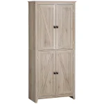 HOMCOM 72" Freestanding 4 - Door Kitchen Pantry, Storage Cabinet Organizer with 4 - Tiers, and Adjustable Shelves, Natural