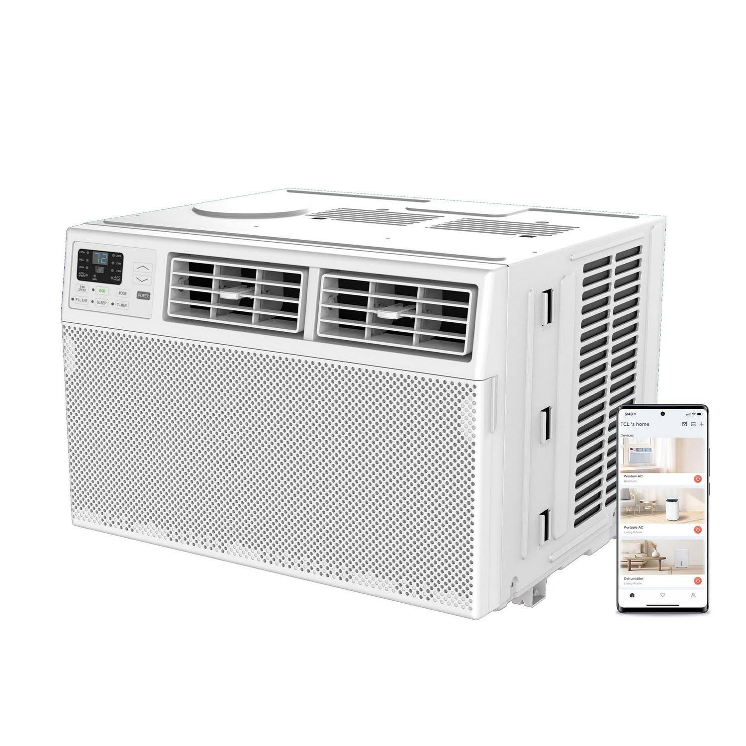 8c2c7c14cb8e8de7c046456d73059eb0bb2713e27ee442f205f6be2093ee7518.jpg TCL 14,000 BTU Smart Window Air Conditioner, White, W14W9E2-3 - Image 1