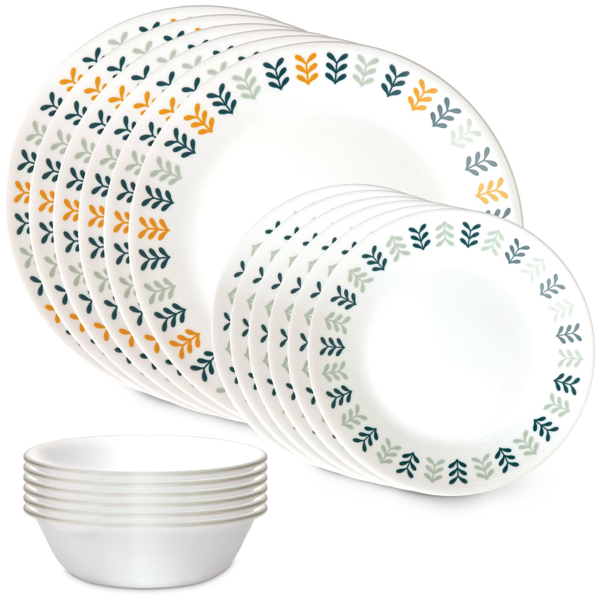 8c375d95fc467a4fd1df6193a8c221d2f2b08a03bd8d0b7dfa4e7b1f300ca9e6.jpg Corelle Vitrelle 18 Piece Glass Dinnerware Sets, Service for 6, Triple Layer Chip & Crack Resistant Glass Plate and Bowl Sets, Anders - Image 1