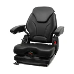 TICSEA Highback Low Suspension Tractor Seat, Adjustable Backrest Headrest and Slide Rails Forklift Seat, Adjustable Armrests Shock Absorber Heavy Duty for Excavator Harvester