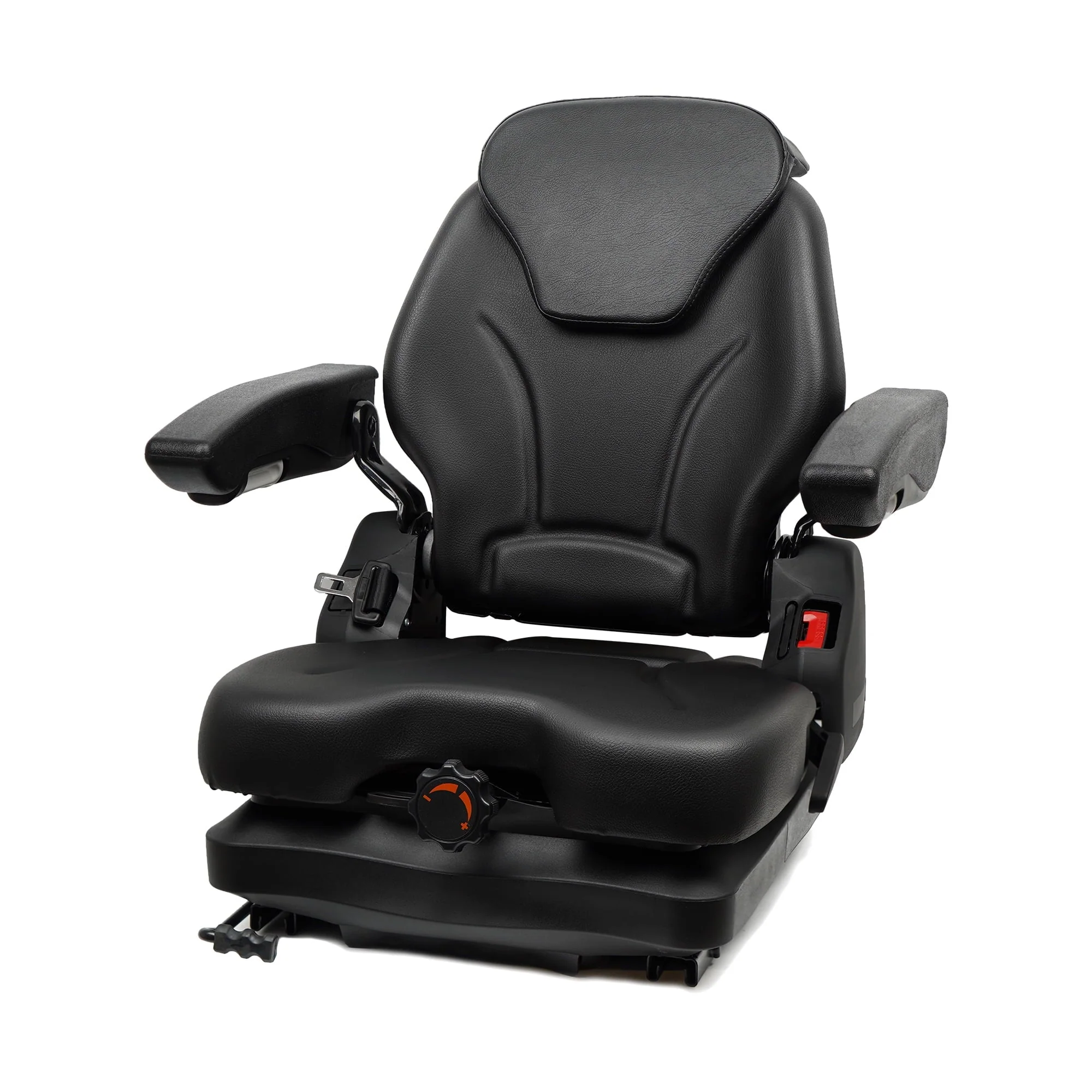 8c5d5d3a7fc0b456009863521e1e4990fef155731a05c318437ee6d011a0c62f.webp TICSEA Highback Low Suspension Tractor Seat, Adjustable Backrest Headrest and Slide Rails Forklift Seat, Adjustable Armrests Shock Absorber Heavy Duty for Excavator Harvester - Image 1