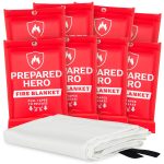 Prepared Hero Emergency Fire Blanket - 8 Pack - Fire Suppression Blanket for Kitchen, 40�� x 40�� Fire Blanket for Home, Fiberglass Fire Blanket.