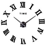 Frameless 3D DIY Wall Clock Mirror Surface Decorative Large Black